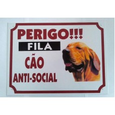 2562 - PLACA PERIGO FILA BAIO 25X33