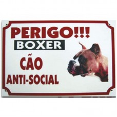 2567 - PLACA PERIGO CAO BOXER 25X33