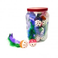 9328 - BOLINHA CAT TOYS PENA E GUIZO POTE C/20