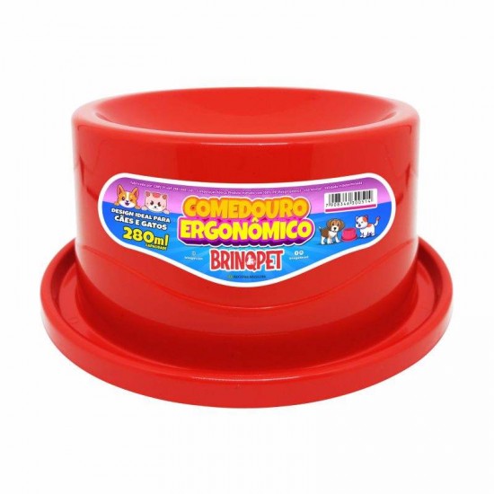 COMEDOURO ERGONOMICO 280ML VERMELHO