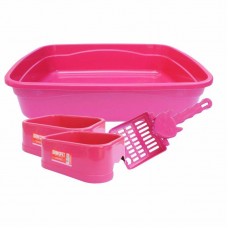 6977 - KIT BANHEIRO GATO 4 PECAS ROSA-BRINQPET