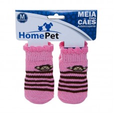 6646 - MEIA ROSA LISTRADA  HOME PET