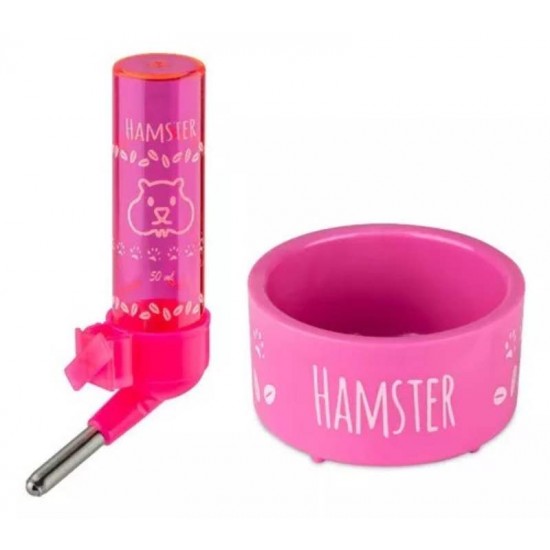 KIT BEBEDOURO COMEDOURO HAMSTER N.2 ROSA