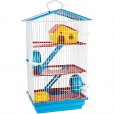 8161 - GAIOLA HAMSTER TETO PLAST 3 ANDAR. AZUL