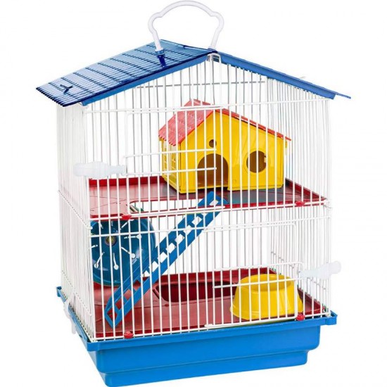 GAIOLA HAMSTER TETO PLAST 2 ANDAR. AZUL