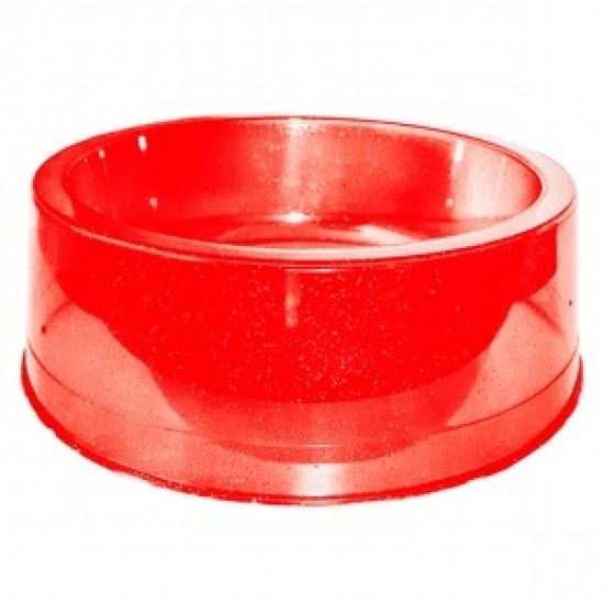 COMEDOURO MEDIO 1000ML VERMELHO TRANSP.